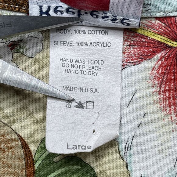 Vintage Reebesse Hawaiian Shirt Large Tropical Print  Made In USA Beige/Green - Picture 3 of 5